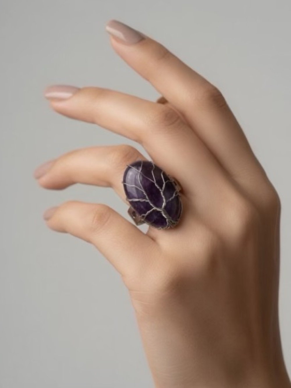 Amethyst Tree of Life Wire Wrapped Statement Ring